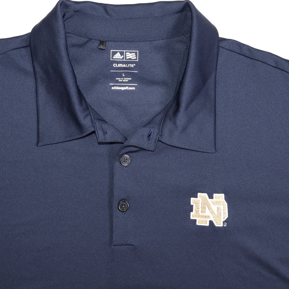 Adidas Notre Dame Fighting Irish Navy Blue Climalite Polo Shirt Mens Large L